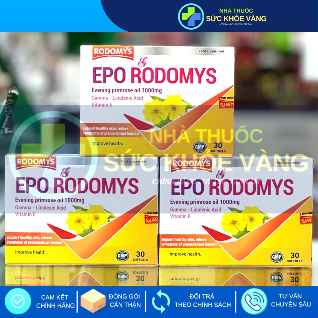Sẵn EPO RODOMYS - Hỗ Trợ Giảm Các Vấn Đề Tiền Kinh Nguyệt (Cáu Gắt, Lo Lắng, Mệt Mỏi), Hỗ Trợ Đẹp Da (Hộp 30 viên)-Hàng Ngoại Chính Hãng 1 Sẵn EPO RODOMYS - Hỗ Trợ Giảm Các Vấn Đề Tiền Kinh Nguyệt (Cáu Gắt, Lo Lắng, Mệt Mỏi), Hỗ Trợ Đẹp Da (Hộp 30 viên)-Hàng Ngoại Chính Hãng